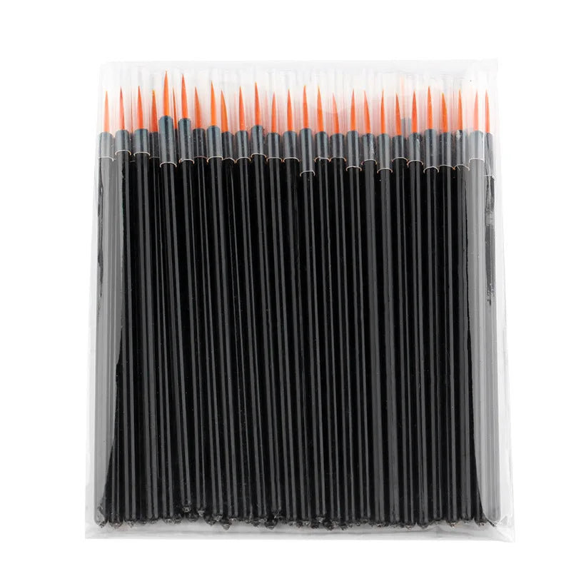50-Pack Disposable Eyeliner Brushes | Fine Fiber Applicator Wands Disposable Eyeliner Brush QXL 50pcs Orange