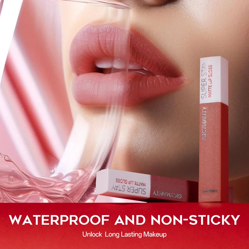 GICYMANTY Matte Velvet Lip Gloss – Waterproof & Long-Lasting Matte Lip Gloss QXL