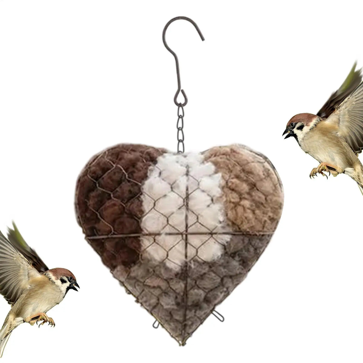 Heart-Shaped Bird Nesting Material Holder | Hangable Outdoor Bird Nesting Holder QXL