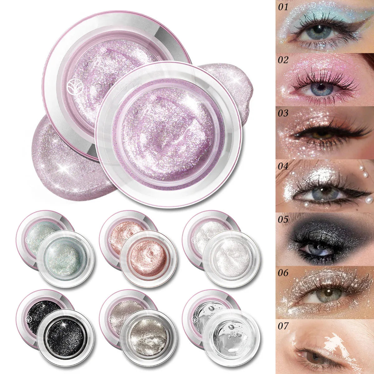 2-Pack Liquid Glitter Eyeshadow | 7 Shades Shimmer Gel Liquid Glitter Eyeshadow QXL
