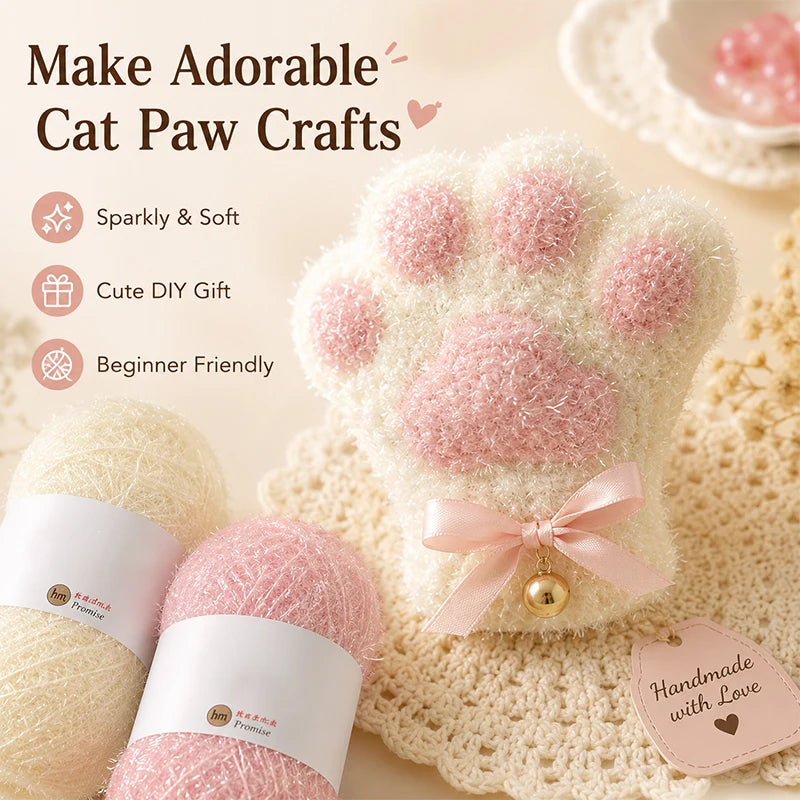 Colorful Sparkling Glitter Knitting Yarn | Soft Polyester Thread Decorative Craft Yarn QXL