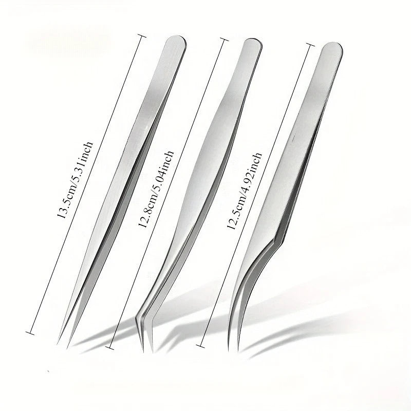 Precision Pointed Stainless Steel Tweezers | Brow & Beauty Tool Precision Tweezers QXL 3pcs