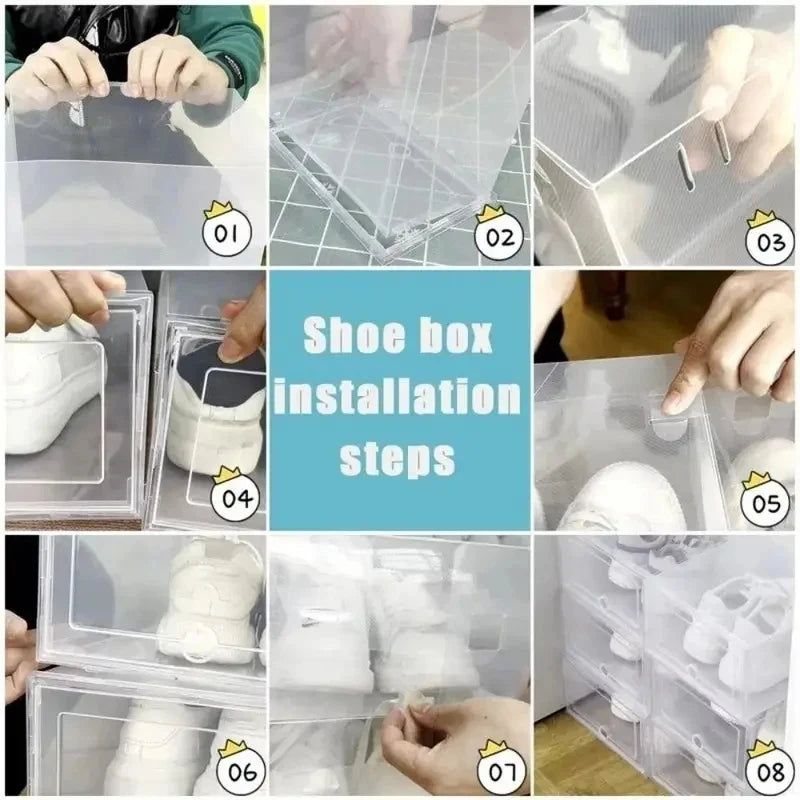 6-Pack Stackable Clear Shoe Boxes | Dustproof Sneaker Organizer Shoe Storage Boxes QXL
