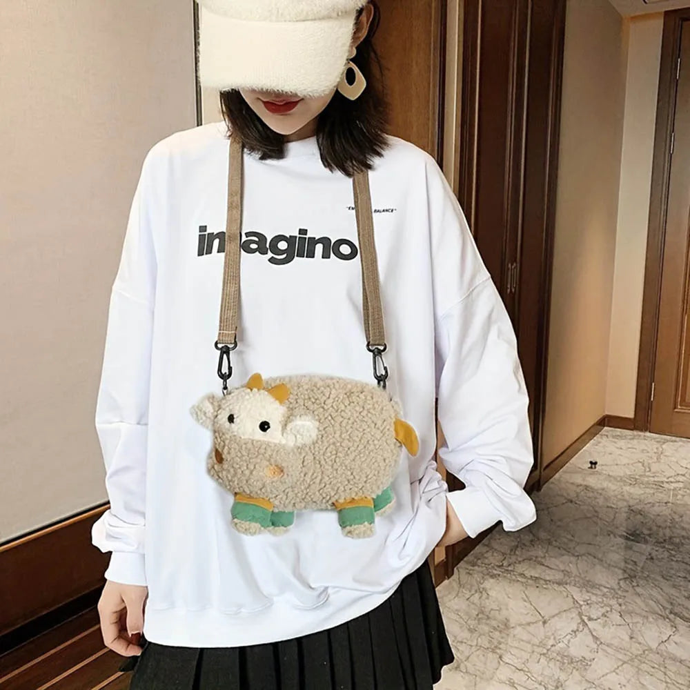 Women's Plush Crossbody Bag | Cute Doll Shoulder Bag Plush Crossbody Bag QXL