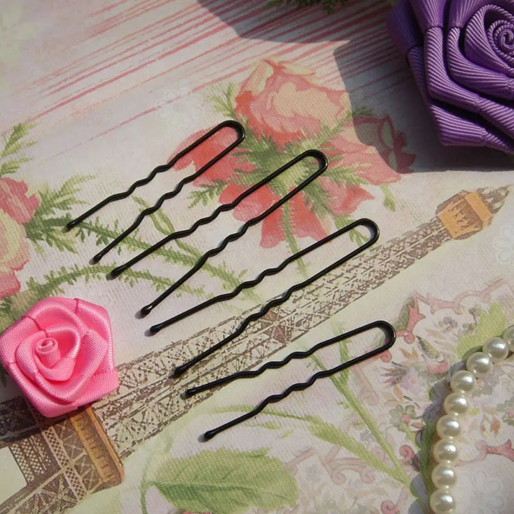 50-Pack Black U-Shaped Wave Hair Pins & Barrette Clips Hair Pins & Clips QXL