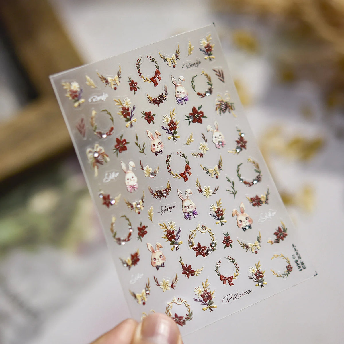 5D Embossed Rabbit Nail Art Stickers | Garden Clover Bow Decals Nail Art Stickers QXL to5461