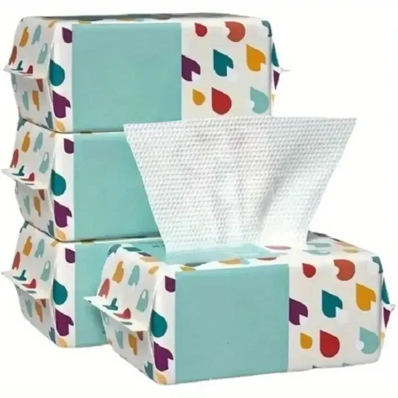 100-Pack Disposable Cotton Facial Wipes | Ultra-Soft 220GSM Disposable Facial Wipes QXL 4packs