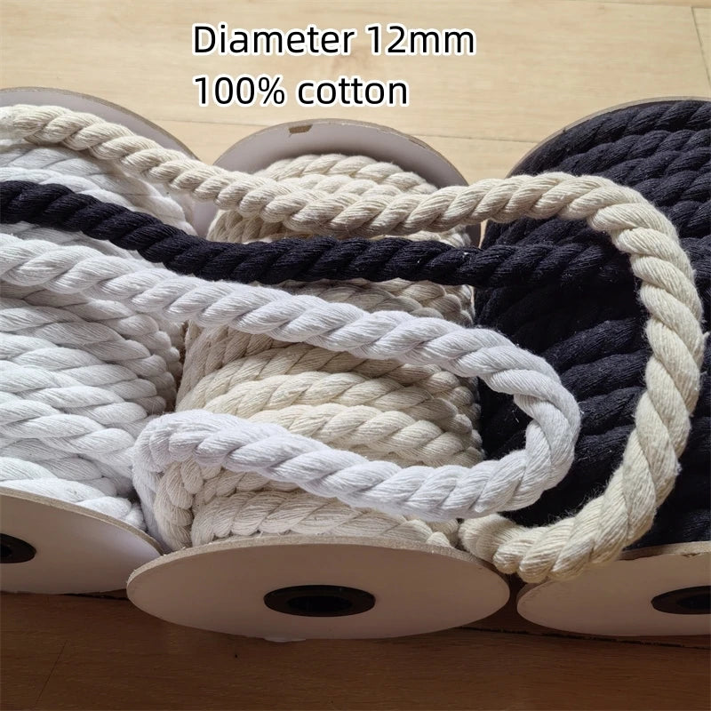 12mm Twisted Cotton Rope | Black & White DIY Craft Cord Twisted Cotton Rope QXL
