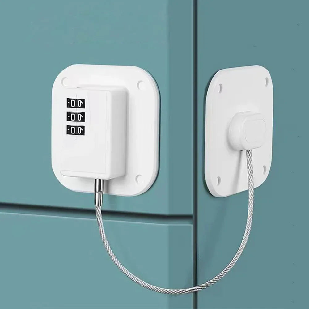 Child Safety Cabinet & Fridge Lock | Steel Cable Baby Proof Child Safety Lock QXL