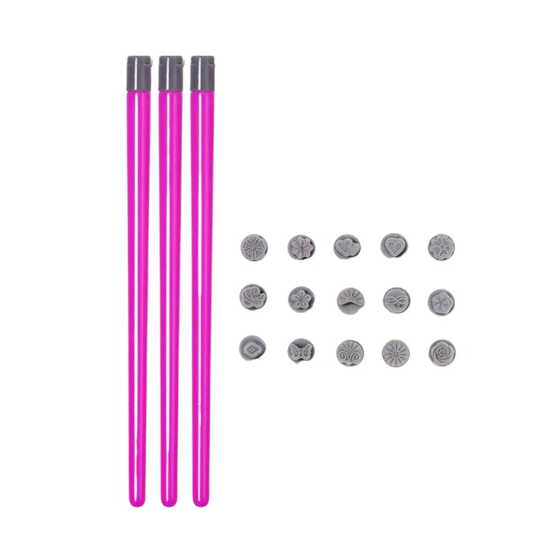 Nail Art Stamp Pen Set | 3 Pens & 15 Silicone Heads Nail Art Stamp Set QXL