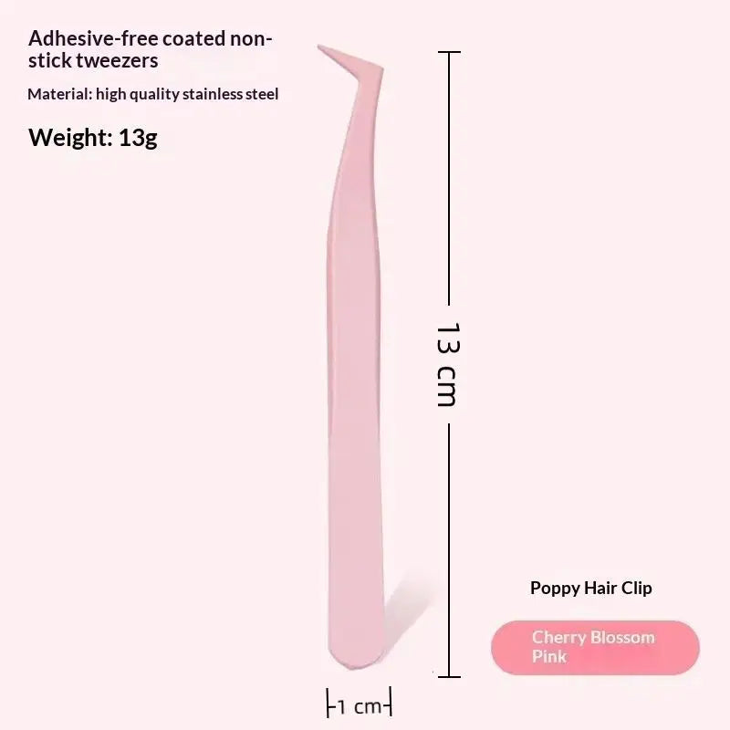 YOVIP Stainless Steel Lash Tweezers & Curler | Leather Case Eyelash Tweezers QXL Light pink 2