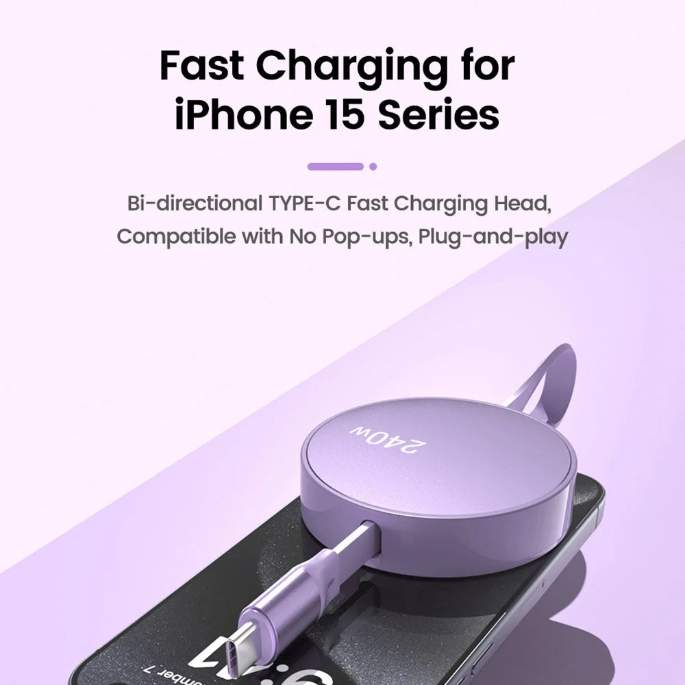 PD 240W Retractable USB-C to C Fast Charging Cable 1M USB-C Charging Cable QXL