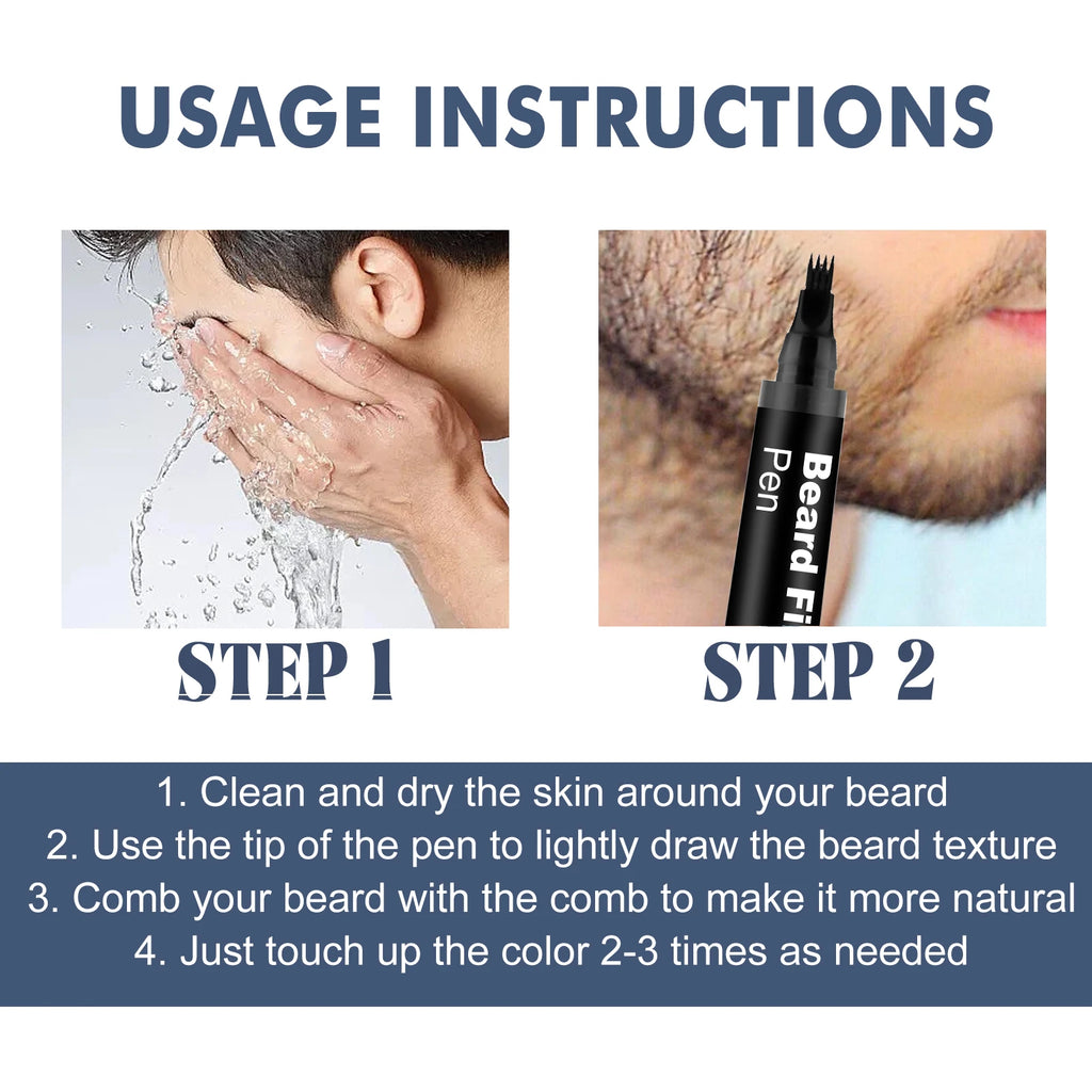4-Tip Waterproof Beard Filler Pen & Brush Kit | East Moon Beard Filler Pen QXL