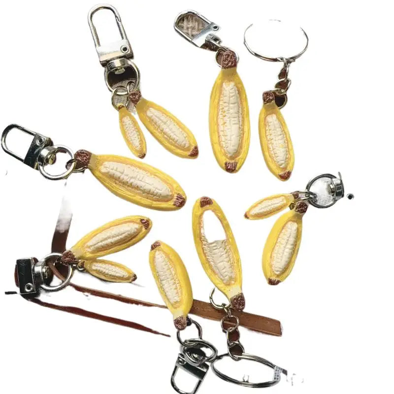 Banana Resin Keychain 2-Pack | Handmade Fruit Charm Keyring Novelty Keychain QXL