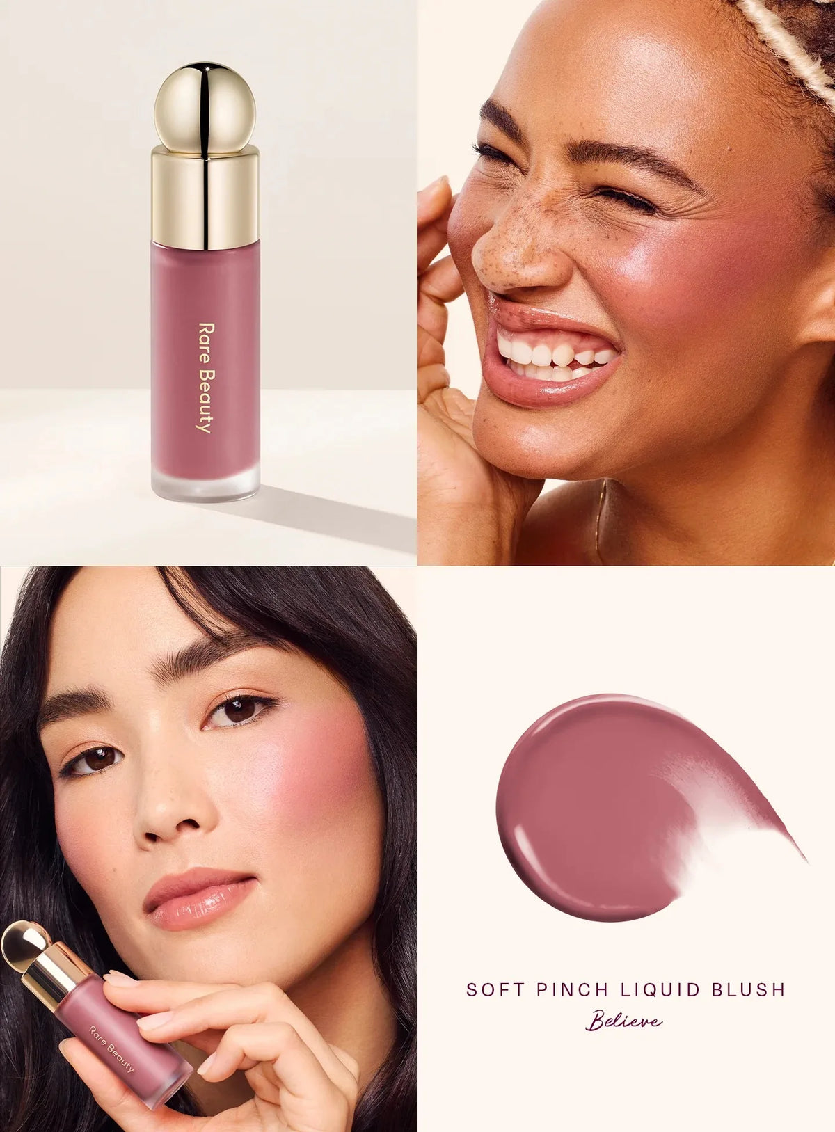 Rare Beauty Melting Cream Blush, Highlighter & Lip Gloss Set Makeup Set QXL Believe blusher