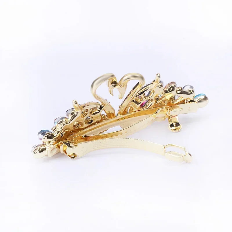Swan Rhinestone Hair Clips | Colorful Barrettes for Women Rhinestone Hair Clip QXL