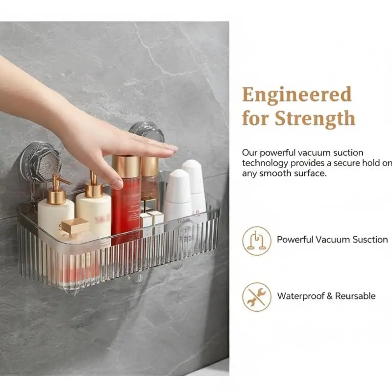 No-Drill Suction Cup Bathroom Shelf | Waterproof Wall Organizer Bathroom Wall Shelf QXL