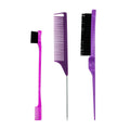 Pro Rat Tail Comb Anti-Static Steel Needle | Salon Styling Rat Tail Comb QXL M12 purple1set