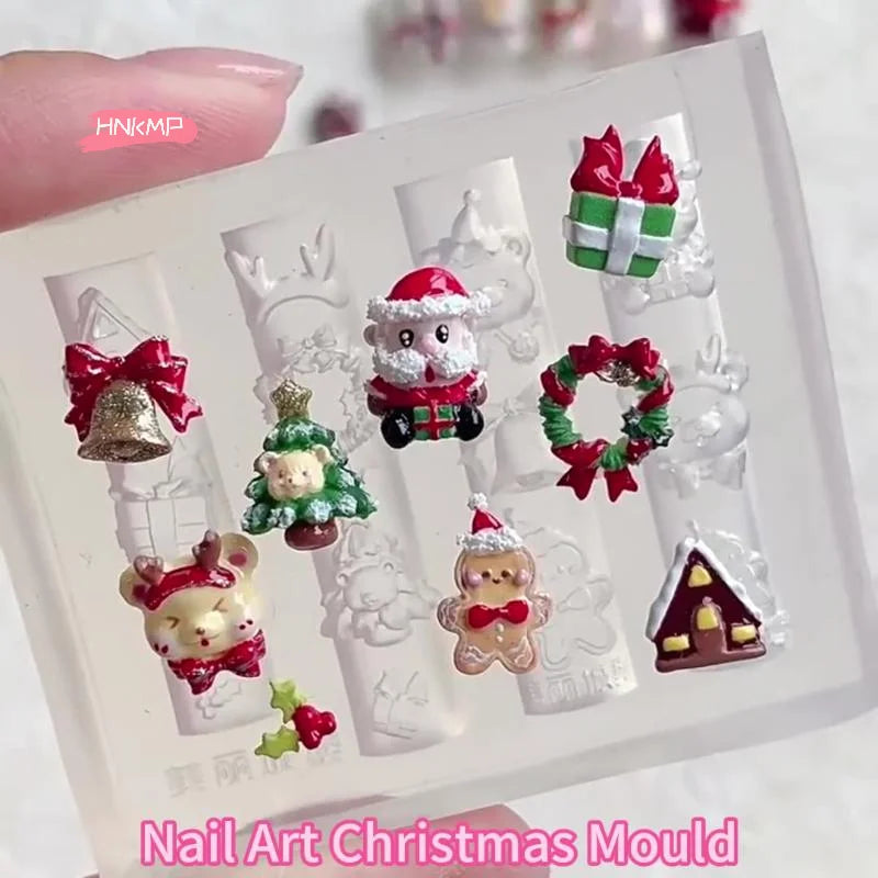 3D Christmas Silicone Nail Art Mold – Santa, Snowman & Tree Silicone Nail Mold QXL