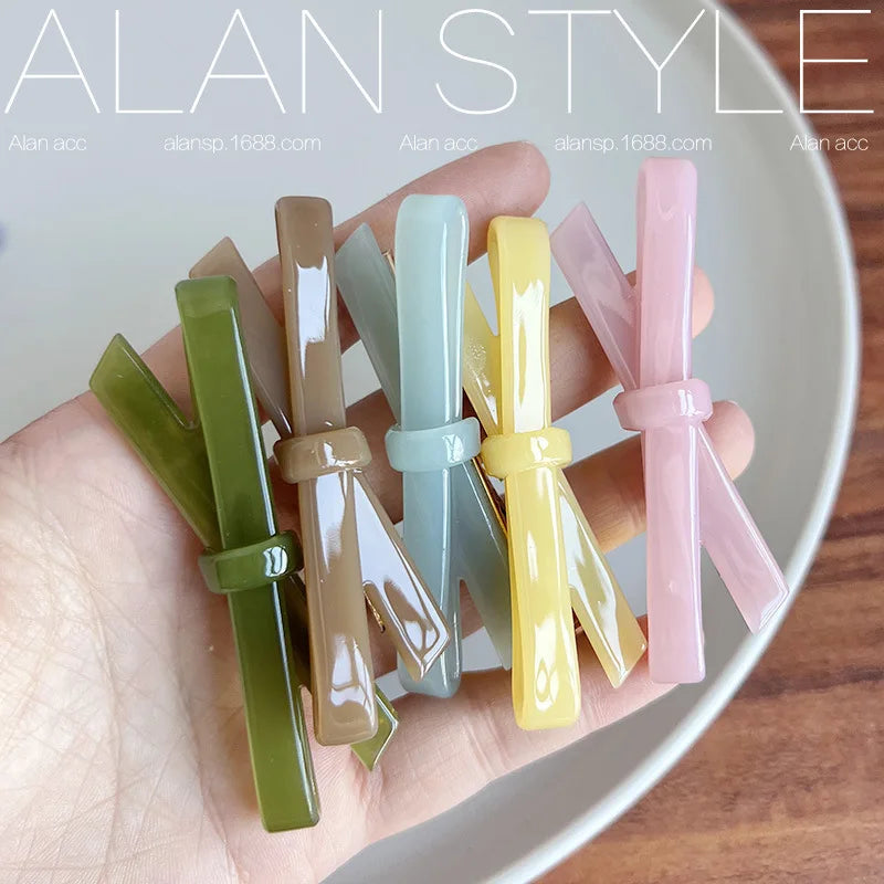 Japanese Bow Hair Clips | Acetate Jelly Color Side Clip Bow Hair Clip QXL