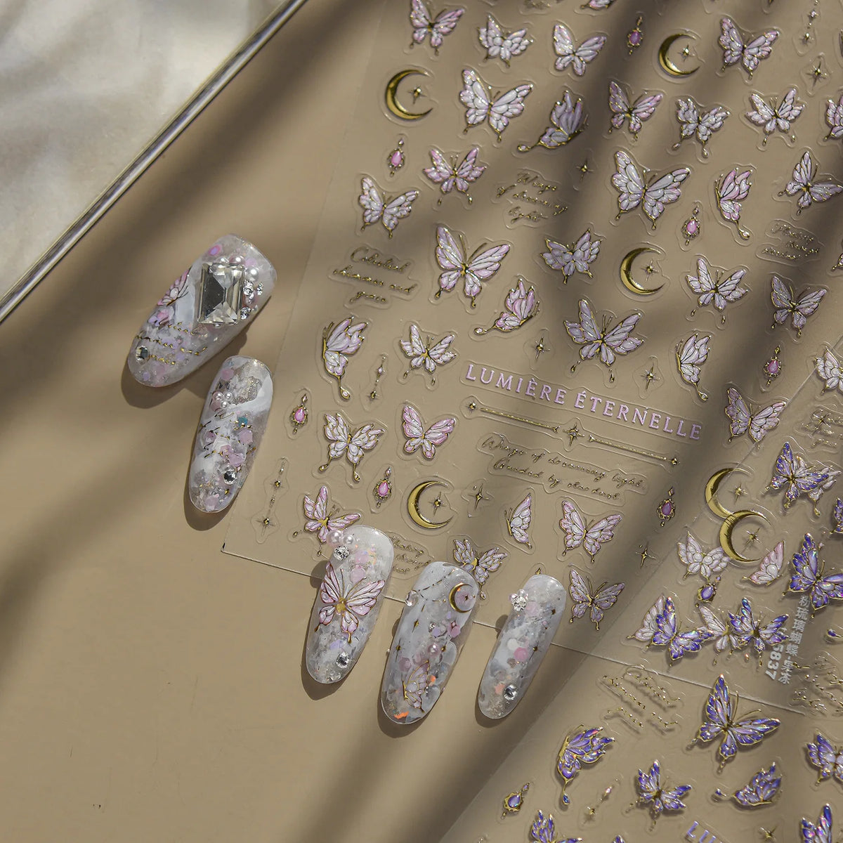 5D Nail Stickers – Dreamy Butterfly Moon Star Decals Nail Art Stickers QXL