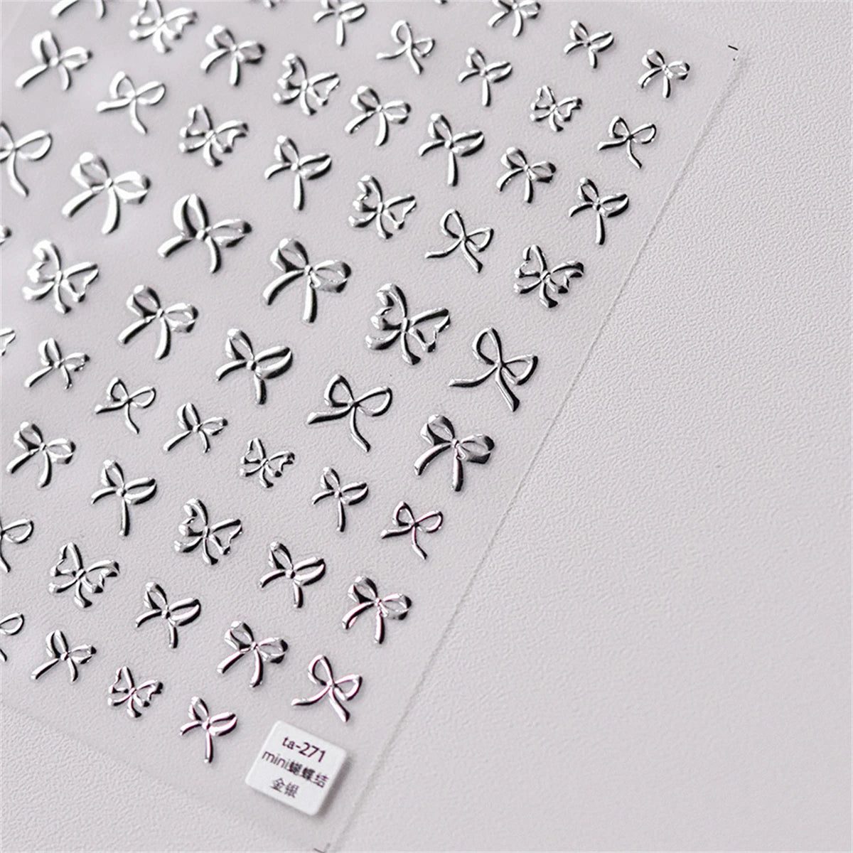 5D Bronzing Bow Nail Art Stickers | Gold Silver Kawaii Decals Nail Art Stickers QXL