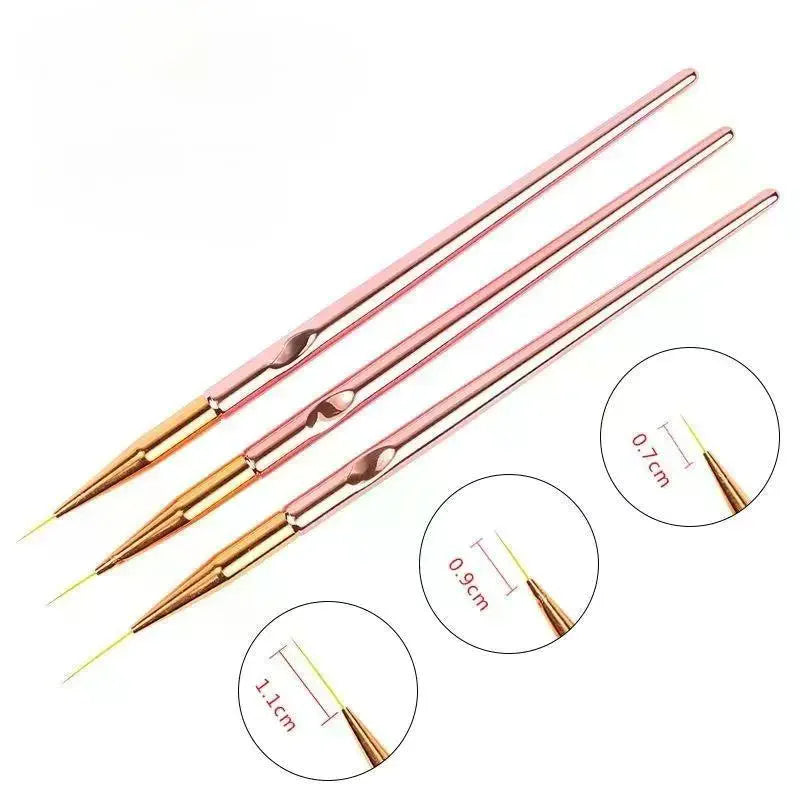 3-Pc Nail Art Liner Brush Set | Striping & French Tip Pens Nail Art Liner Brush QXL