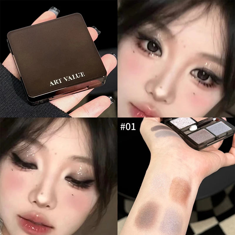 Art Value 4-Color Eyeshadow Palette | Glitter Shimmer Matte Eyeshadow Palette QXL