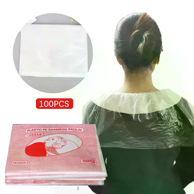 100-Pack Disposable Waterproof Hair Salon Shampoo Capes Disposable Salon Capes QXL