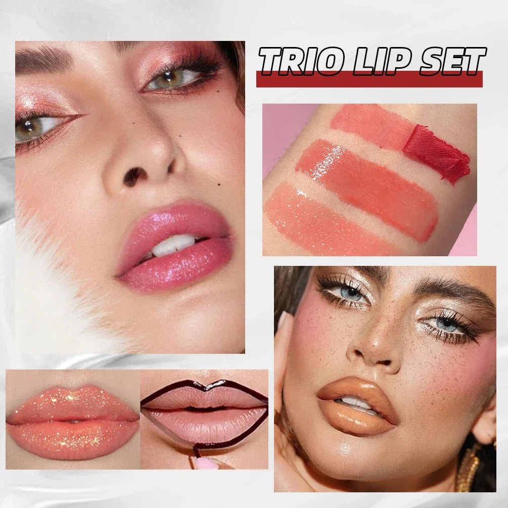 QIBEST 9-Pc Lip Set | Shimmer Oil, Peel-Off Liner & Gloss Lip Makeup Set QXL