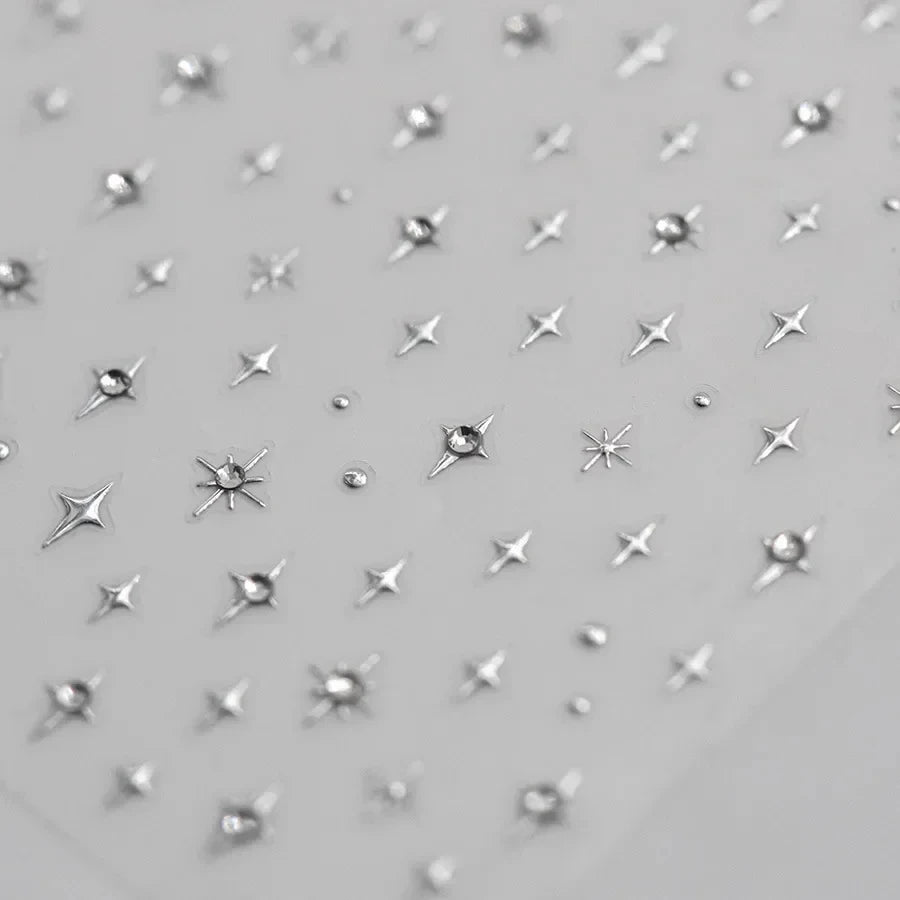 5D Laser Gold Silver Star Rhinestone Self-Adhesive Nail Stickers Nail Art Stickers QXL