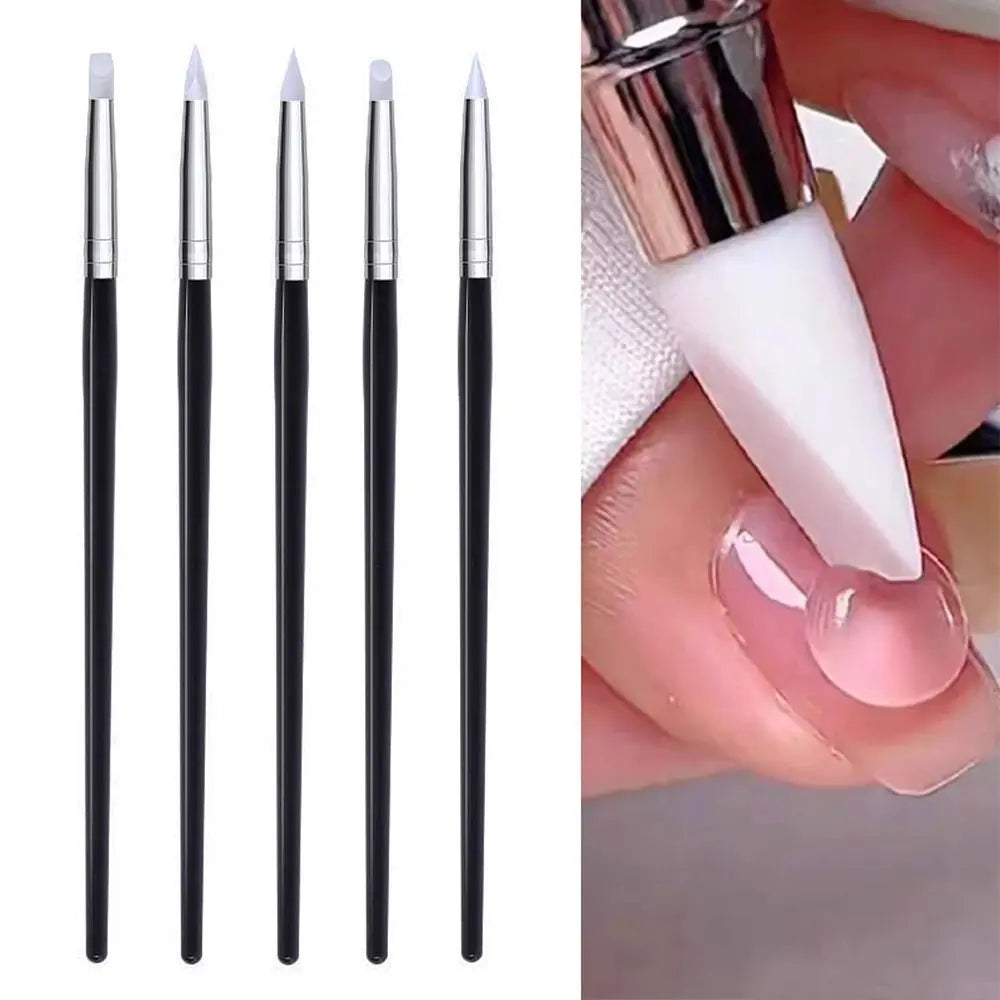 5-Piece Silicone Nail Art Brush & Dotting Tool Set Nail Art Brush Set QXL
