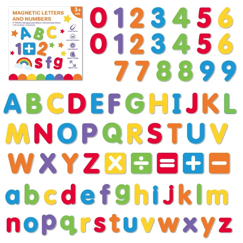 77-Pc Magnetic Letters & Numbers EVA Fridge Magnets for Kids Educational Magnet Set QXL