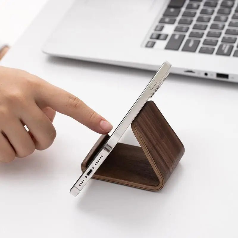 Walnut Wood Phone Stand & Business Card Organizer | Desk Desk Organizer Stand QXL