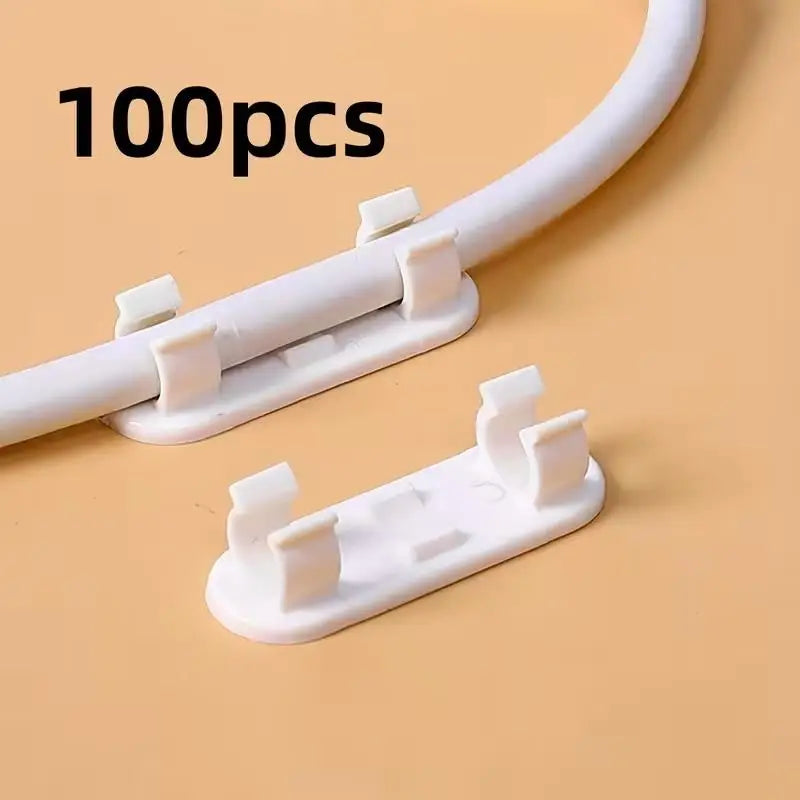 100-Pack Adjustable Cable Clips | Sticky Wire Organizers Cable Clip Organizer QXL
