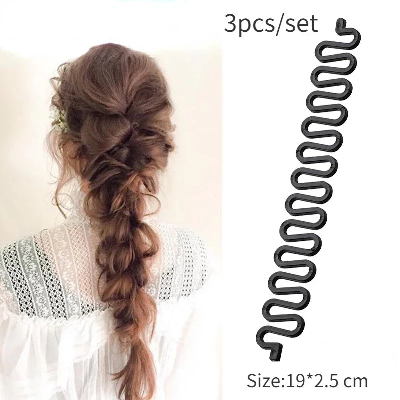 Topsy Loop Ponytail Hair Bun Maker & Braiding Tool Set Hair Styling Tool QXL No.1 3pcs set