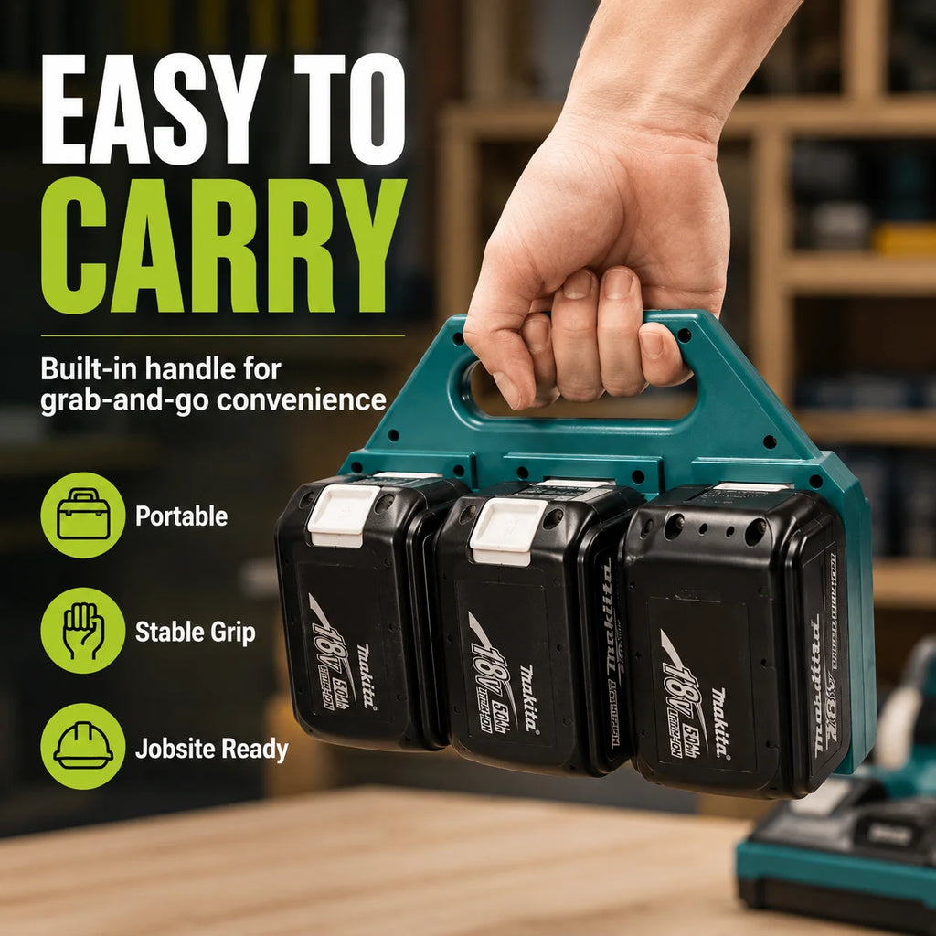Makita 18V Battery Storage Rack | 2 or 3 Slot Holder Stand Battery Holder Stand QXL
