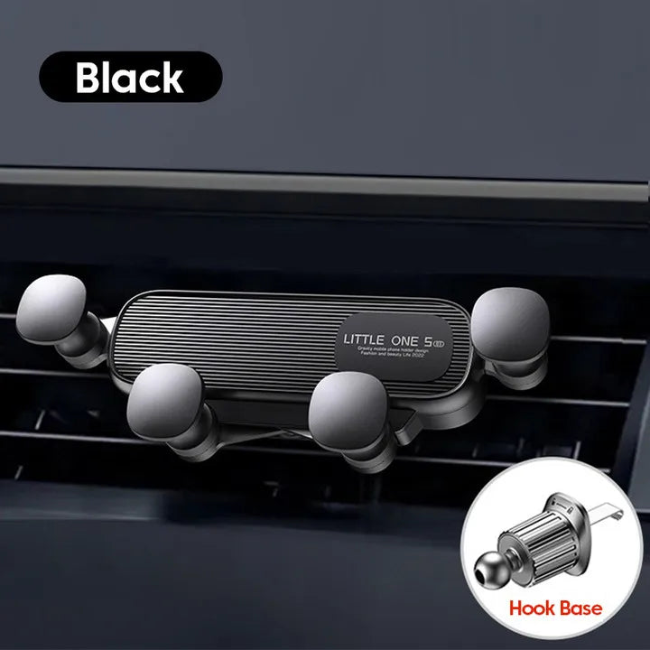 360° Gravity Car Phone Holder | Air Vent Clip & Extension Rod Car Phone Mount QXL black A