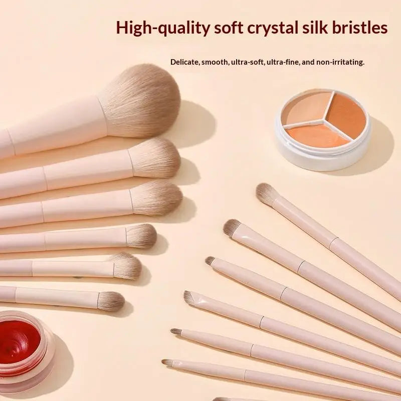 13-Pc Pink Makeup Brush Set with Pouch | Beginner Daily Use Makeup Brush Set QXL