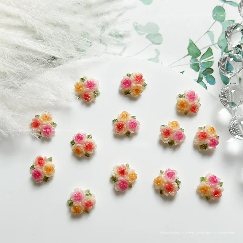 Kawaii Rose Resin Nail Charms | 3D Flower Nail Decorations Nail Art Charms QXL