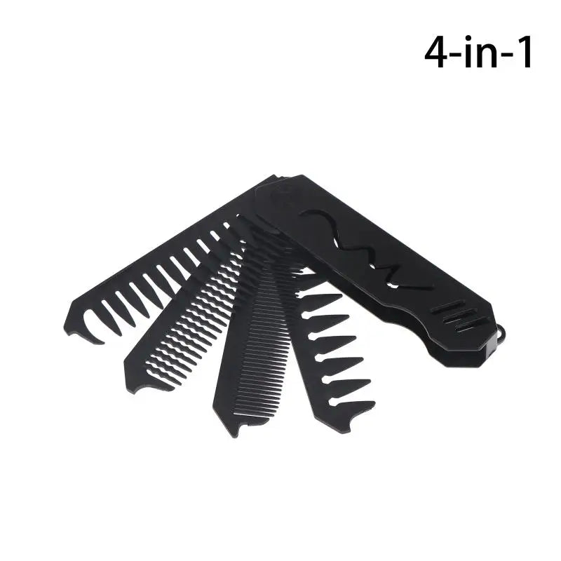 3-in-1 Folding Hair & Beard Comb | Wide & Fine Tooth Pocket Folding Hair Comb QXL 4 Black