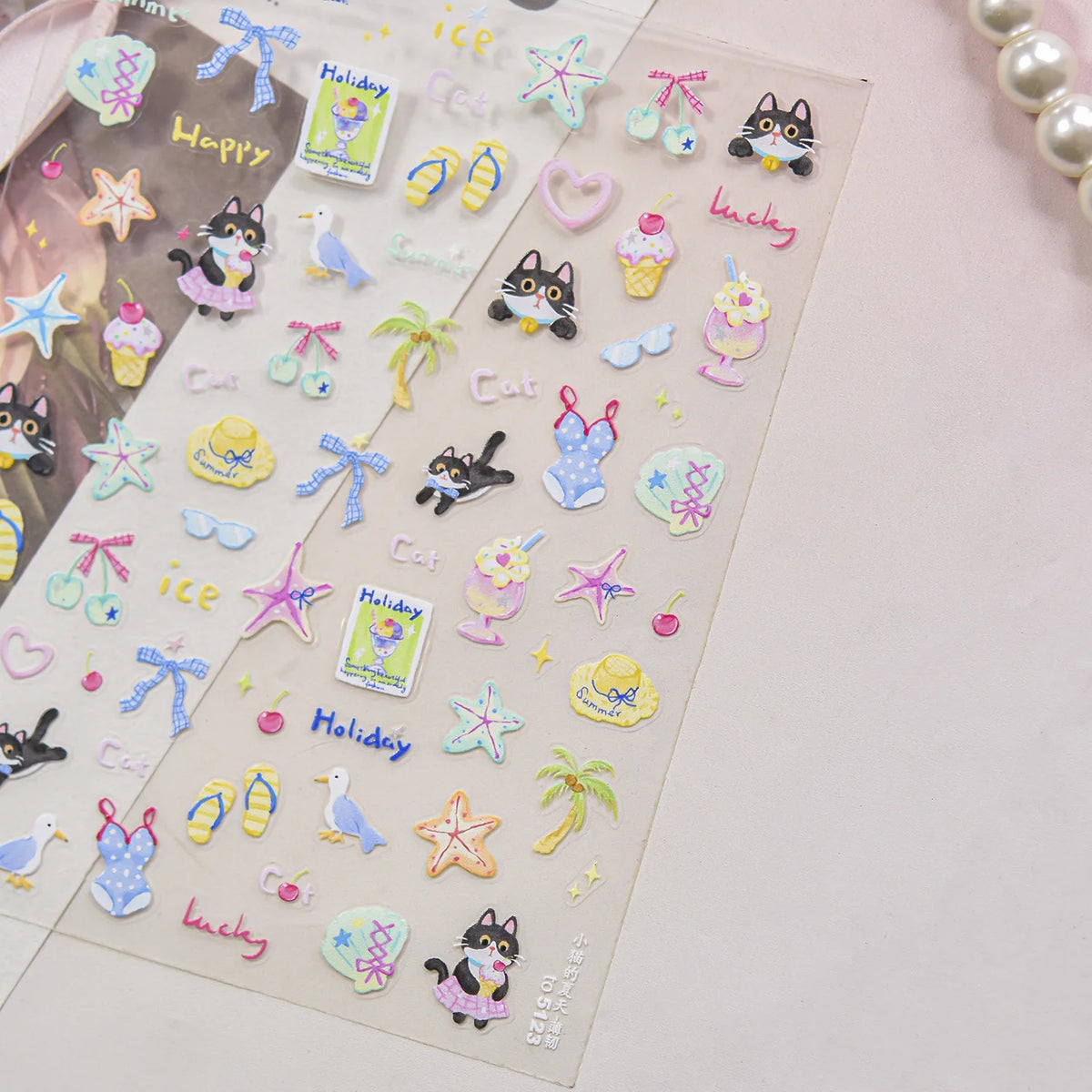 5D Kawaii Animal Nail Stickers | Cat Bunny Dog Mouse Decals Nail Art Stickers QXL