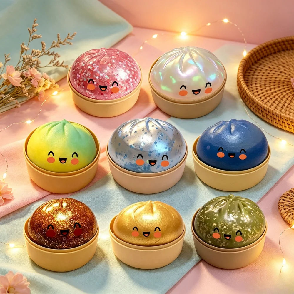 Glitter Dumpling Squishy Toy | Soft TPR Sensory Squeeze Toy Squishy Sensory Toy QXL