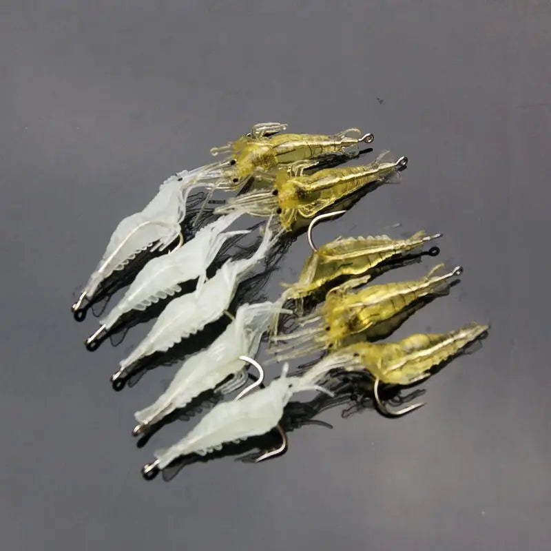 20-Pack Soft Silicone Shrimp Fishing Lures with Jig Hook Soft Fishing Lure QXL