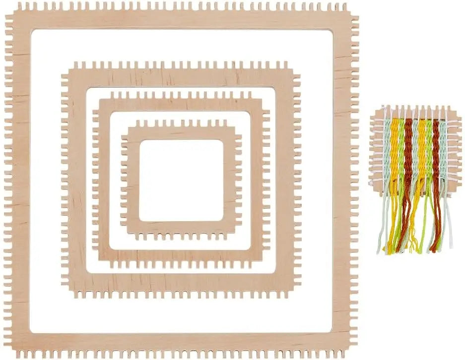 4-Piece Square Wood Weaving Loom Kit | 4 Sizes for Beginners Weaving Loom Kit QXL AECH04-12795