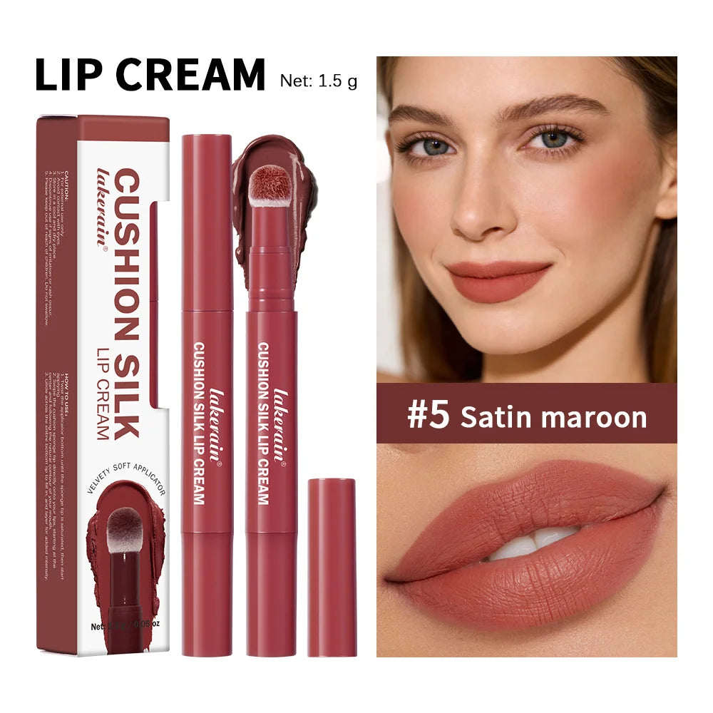 Lakerain 2-in-1 Air Cushion Lip Cream & Blush | Matte Waterproof Lip Cream Blush QXL Color 5