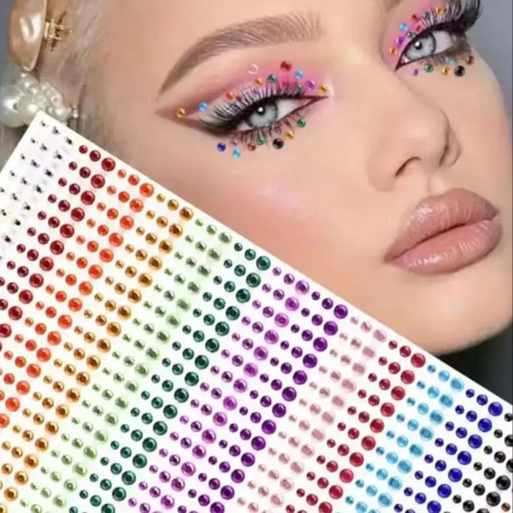 Rainbow Rhinestone Face Gems Sheet | DIY Makeup & Body Art Face & Body Gems QXL