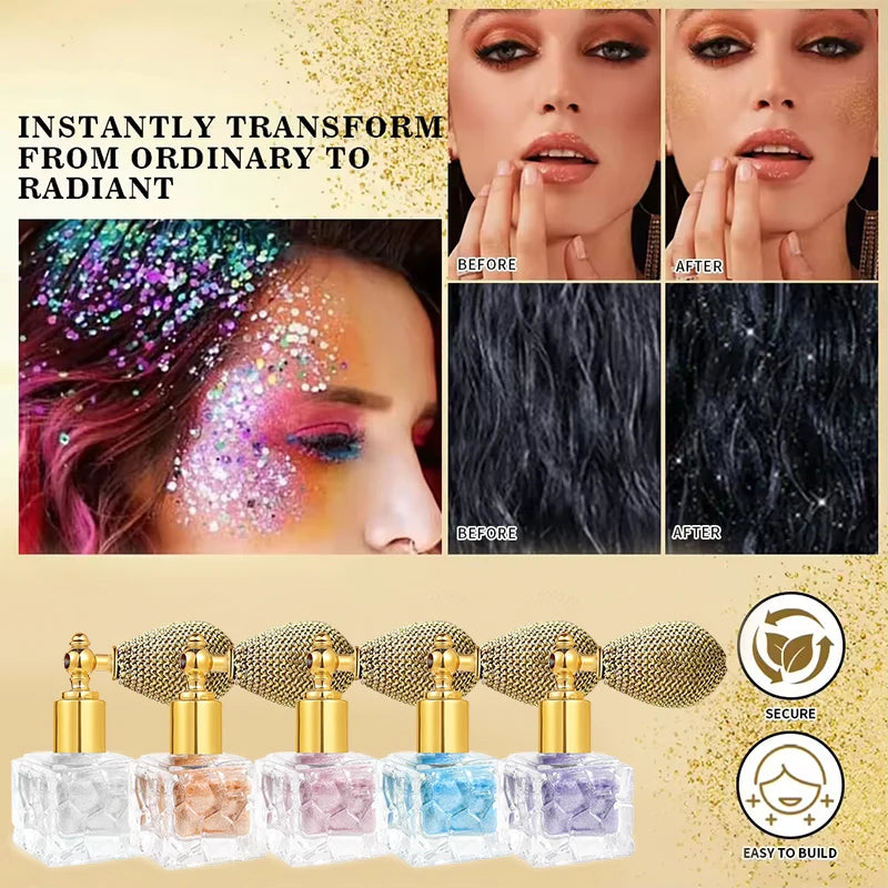 Body Glitter Highlighter Powder | Face Hair & Body Shimmer Body Glitter Highlighter QXL