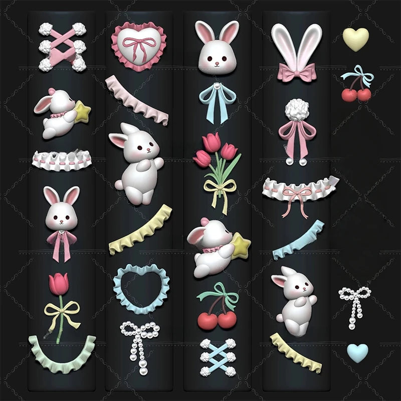 3D Silicone Nail Art Mold – Lace Bowknot & Bunny DIY Design Nail Art Mold QXL