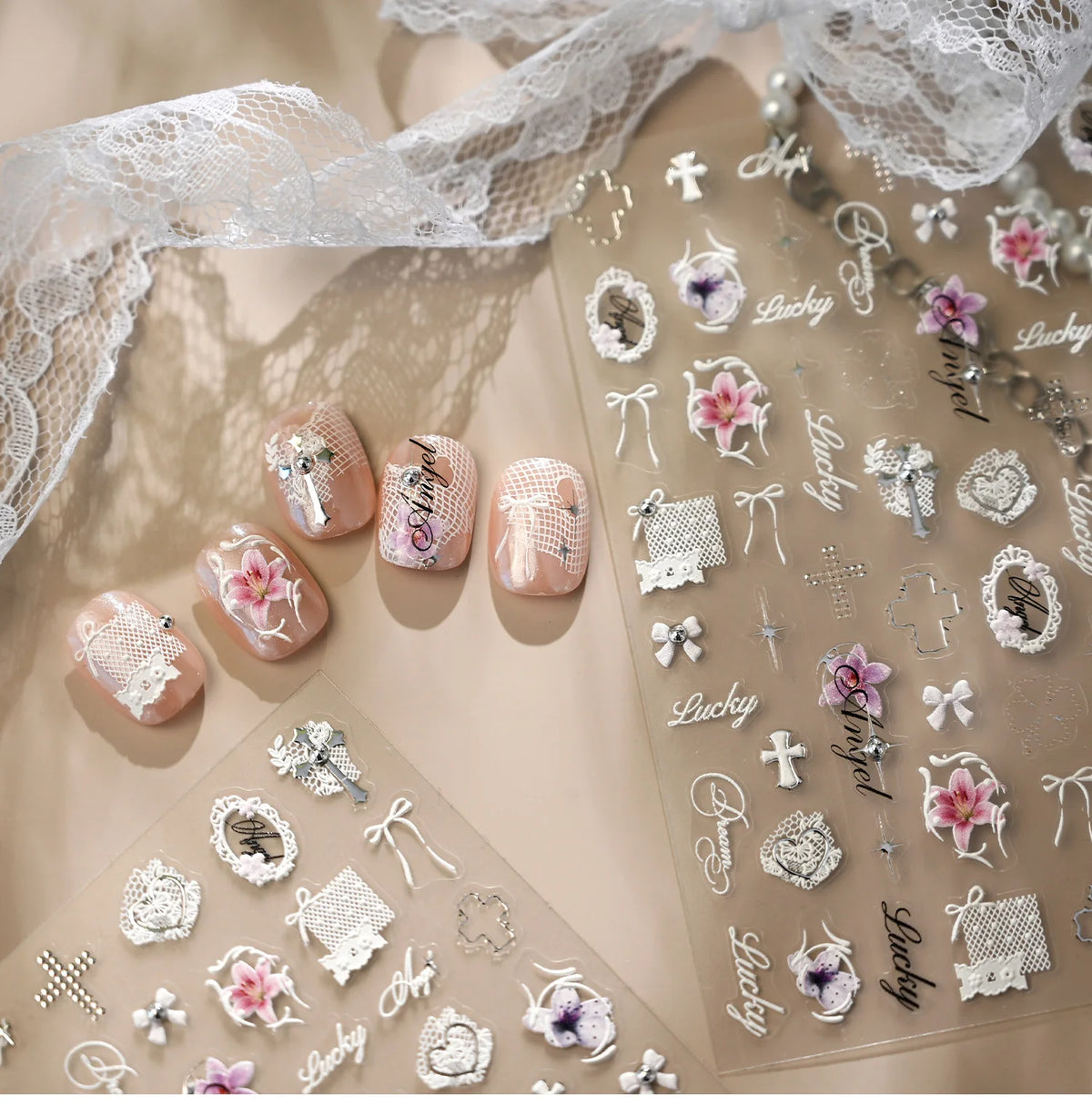 5D Embossed Nail Art Stickers | Cute Cat Kawaii Decals Nail Art Stickers QXL